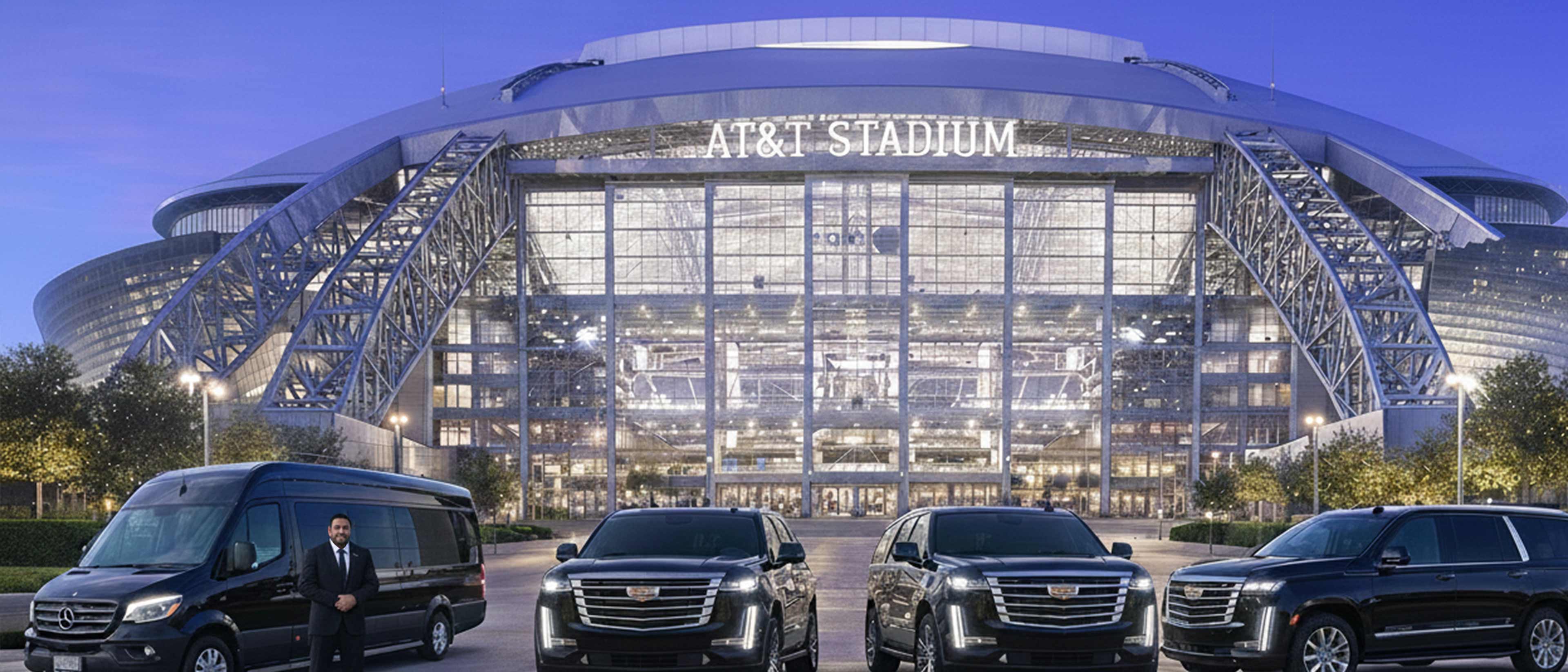 Luxury limo and black car chauffeur service to AT&T Stadium, Arlington